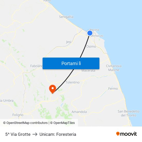 5^ Via Grotte to Unicam: Foresteria map