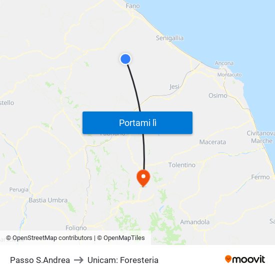 Passo S.Andrea to Unicam: Foresteria map