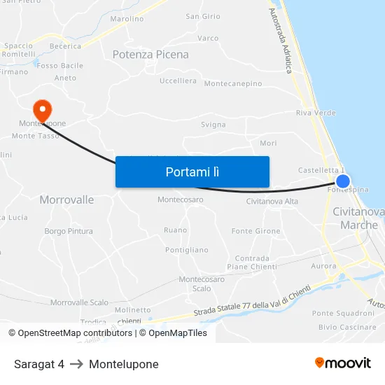 Saragat 4 to Montelupone map