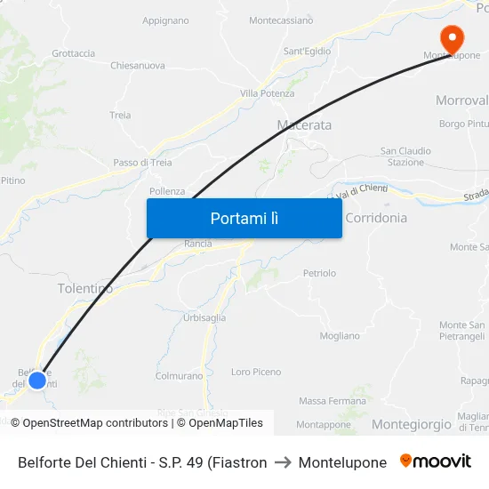 Belforte Del Chienti - S.P. 49 (Fiastron to Montelupone map