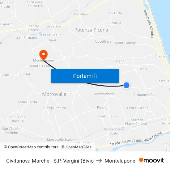 Civitanova Marche - S.P. Vergini (Bivio to Montelupone map