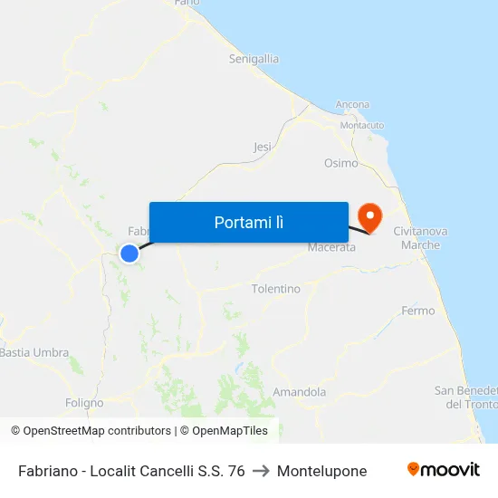 Fabriano - Localit Cancelli  S.S. 76 to Montelupone map