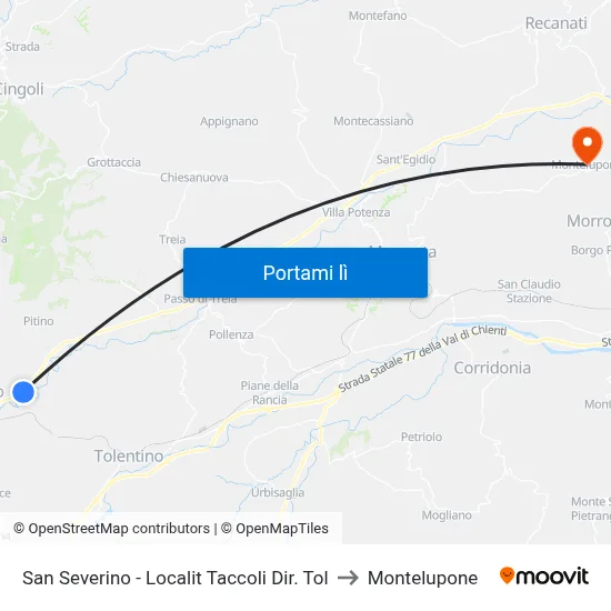San Severino - Localit Taccoli Dir. Tol to Montelupone map