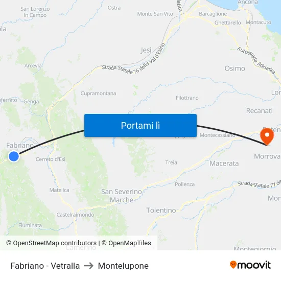 Fabriano - Vetralla to Montelupone map