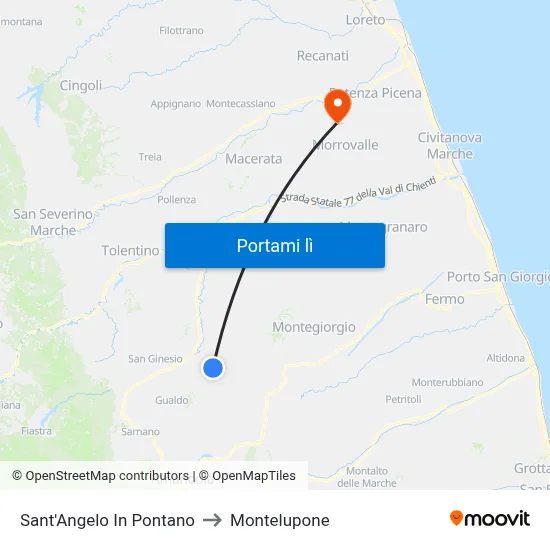 Sant'Angelo In Pontano to Montelupone map