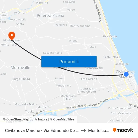 Civitanova Marche - Via Edmondo De Amici to Montelupone map