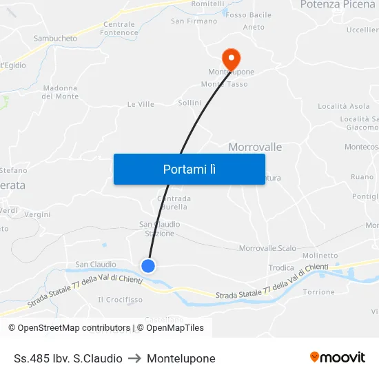 Ss.485 Ibv. S.Claudio to Montelupone map
