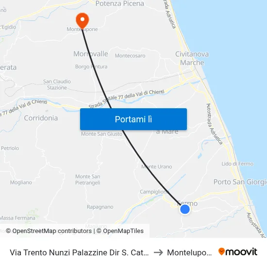 Via Trento Nunzi Palazzine Dir S. Cateri to Montelupone map