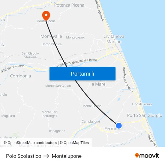 Polo Scolastico to Montelupone map