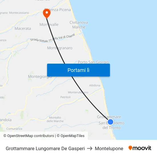 Grottammare Lungomare De Gasperi to Montelupone map