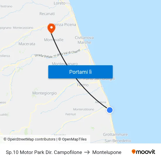 Sp.10 Motor Park Dir. Campofilone to Montelupone map
