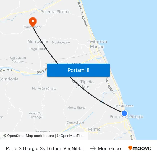 Porto S.Giorgio Ss.16 Incr. Via Nibbi Di to Montelupone map