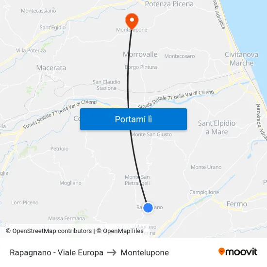 Rapagnano - Viale Europa to Montelupone map
