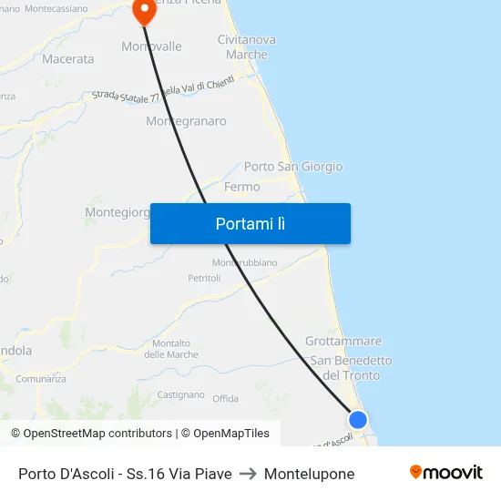 Porto D'Ascoli - Ss.16 Via Piave to Montelupone map