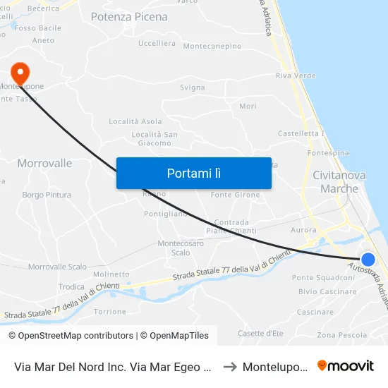 Via Mar Del Nord Inc. Via Mar Egeo Dir. to Montelupone map