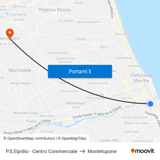 P.S.Elpidio - Centro Commerciale to Montelupone map
