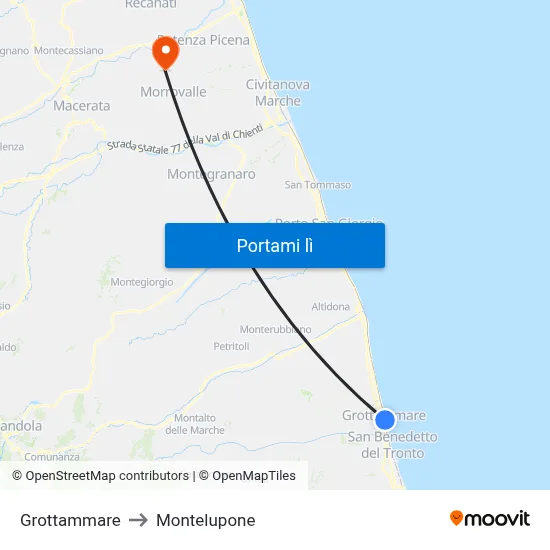 Grottammare to Montelupone map