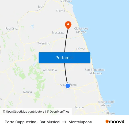 Porta Cappuccina - Bar Musical to Montelupone map