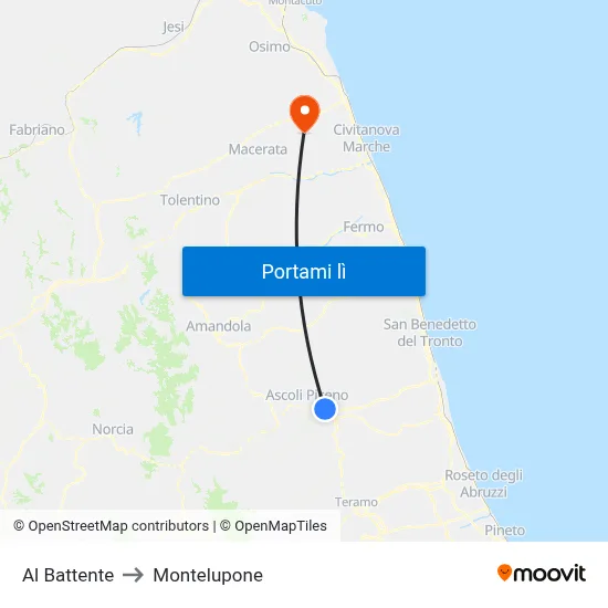 Al Battente to Montelupone map