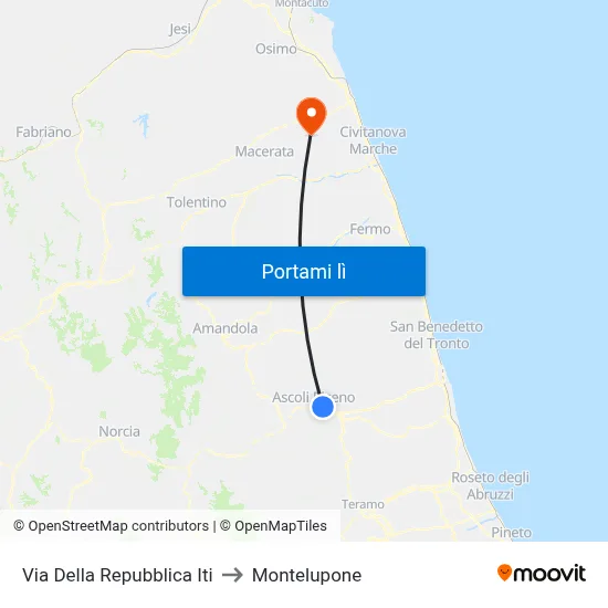 Via Della Repubblica Iti to Montelupone map