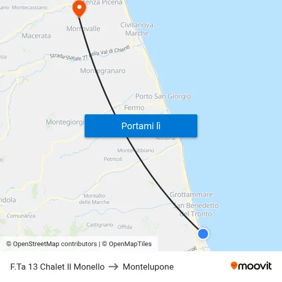 F.Ta 13 Chalet Il Monello to Montelupone map