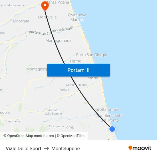 Viale Dello Sport to Montelupone map
