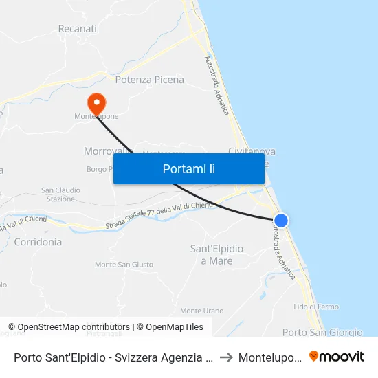 Porto Sant'Elpidio - Svizzera Agenzia MA to Montelupone map