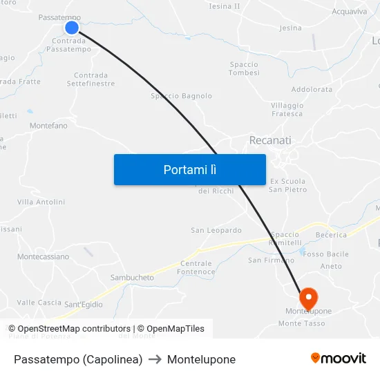 Passatempo (Capolinea) to Montelupone map