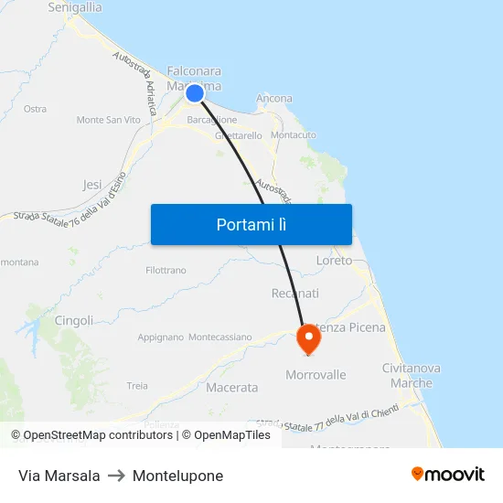Via Marsala to Montelupone map