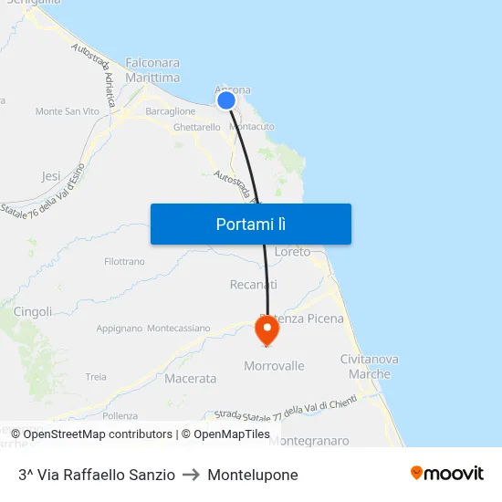 3^ Via Raffaello Sanzio to Montelupone map