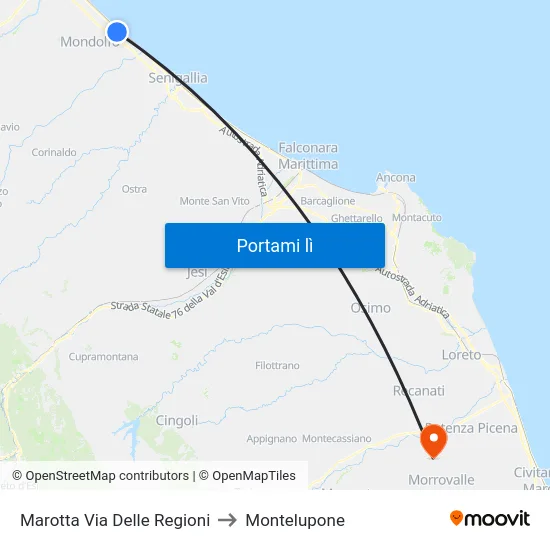 Marotta Via Delle Regioni to Montelupone map
