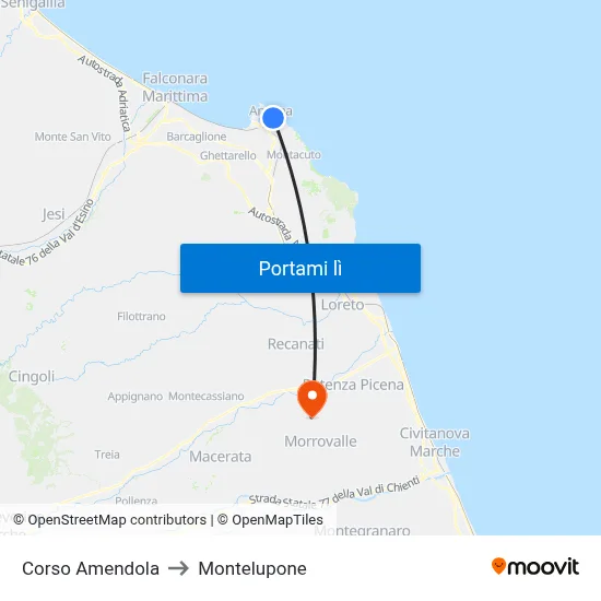 Corso Amendola to Montelupone map