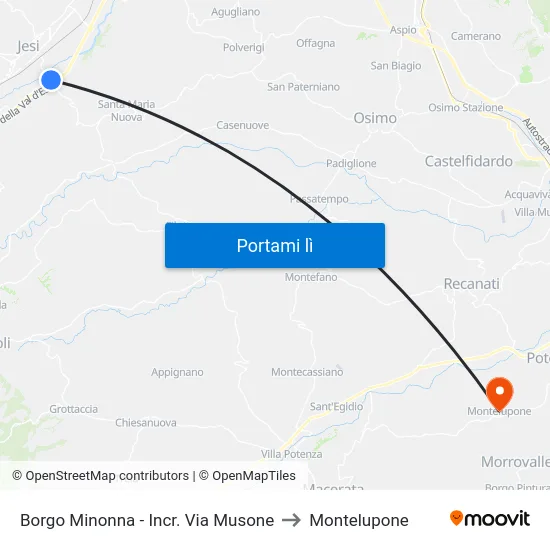 Borgo Minonna - Incr. Via Musone to Montelupone map
