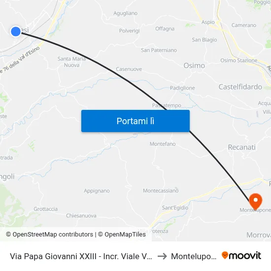 Via Papa Giovanni XXIII - Incr. Viale Verdi to Montelupone map