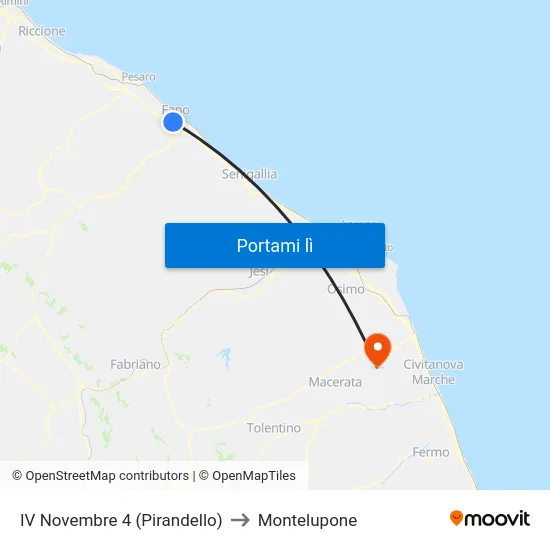 IV Novembre 4 (Pirandello) to Montelupone map