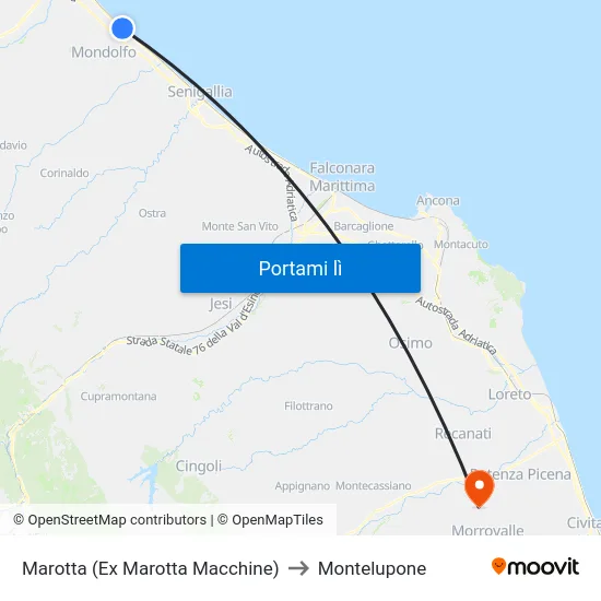 Marotta (Ex Marotta Macchine) to Montelupone map