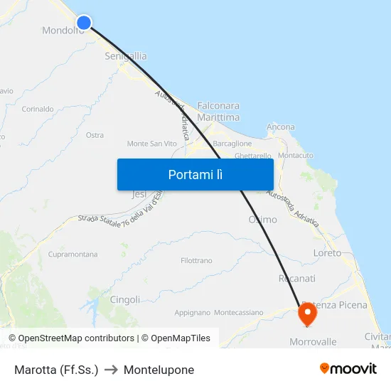 Marotta (Ff.Ss.) to Montelupone map