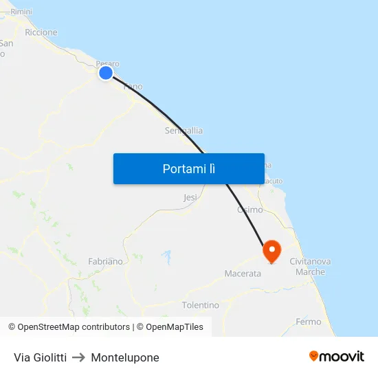 Via Giolitti to Montelupone map