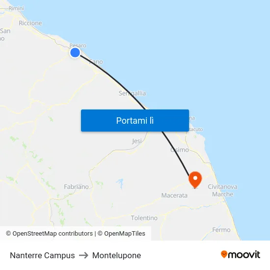 Nanterre Campus to Montelupone map