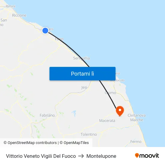 Vittorio Veneto Vigili Del Fuoco to Montelupone map