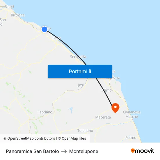 Panoramica San Bartolo to Montelupone map