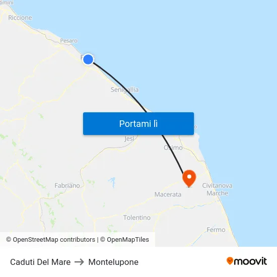 Caduti Del Mare to Montelupone map