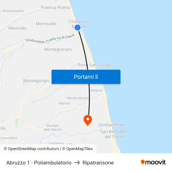 Abruzzo 1 - Poliambulatorio to Ripatransone map