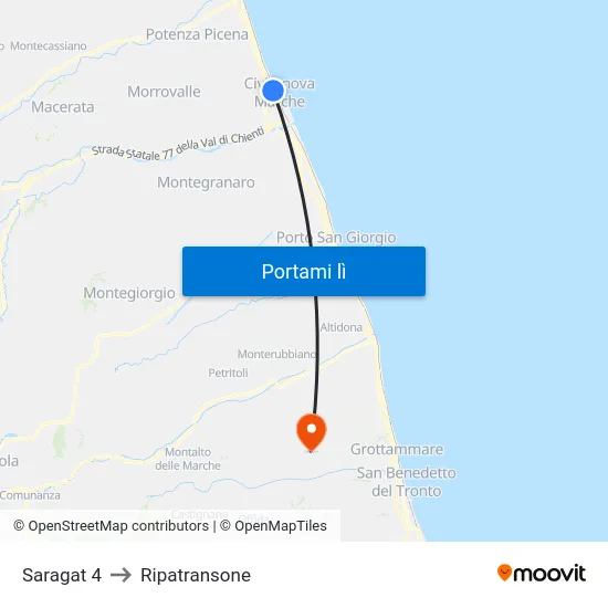 Saragat 4 to Ripatransone map