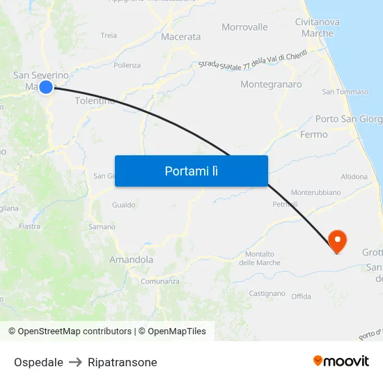 Ospedale to Ripatransone map