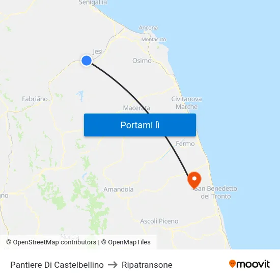 Pantiere Di Castelbellino to Ripatransone map