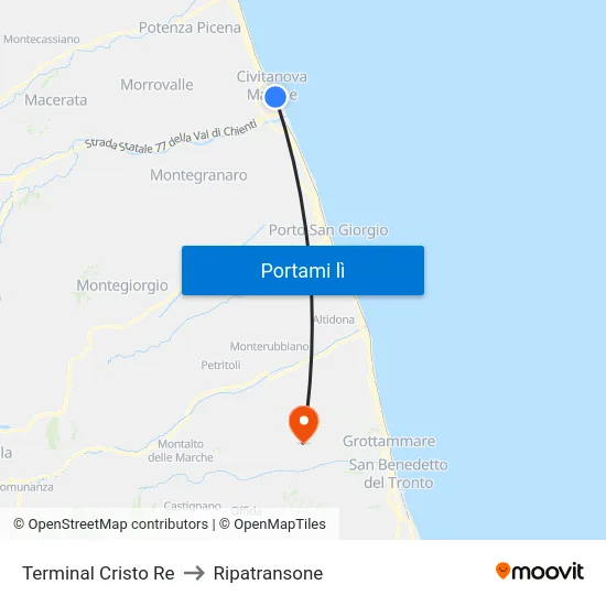 Terminal Cristo Re to Ripatransone map