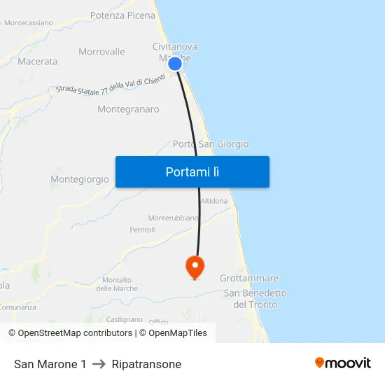 San Marone 1 to Ripatransone map