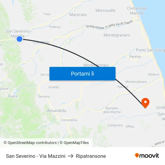 San Severino - Via Mazzini to Ripatransone map