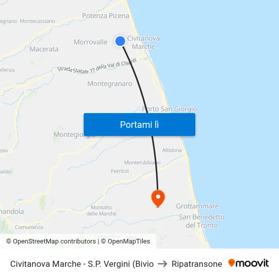 Civitanova Marche - S.P. Vergini (Bivio to Ripatransone map